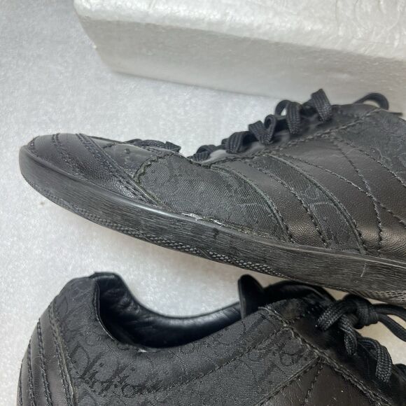 Christian Dior Vtg Trainers Low Black Leather Canvas Womens Sneaker Sz 37.5 US 7 - Picture 13 of 15